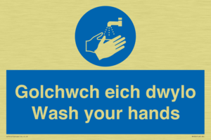 golchwch eich dwylo / wash your hands - safety sign